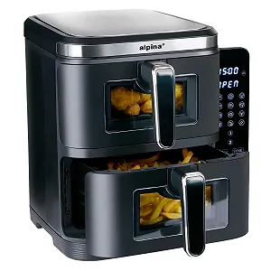 Мультипечь alpina Double XXL 11 L 2 камеры для 8 человек таймер 60 минут 60-200°C Black - Фото 1