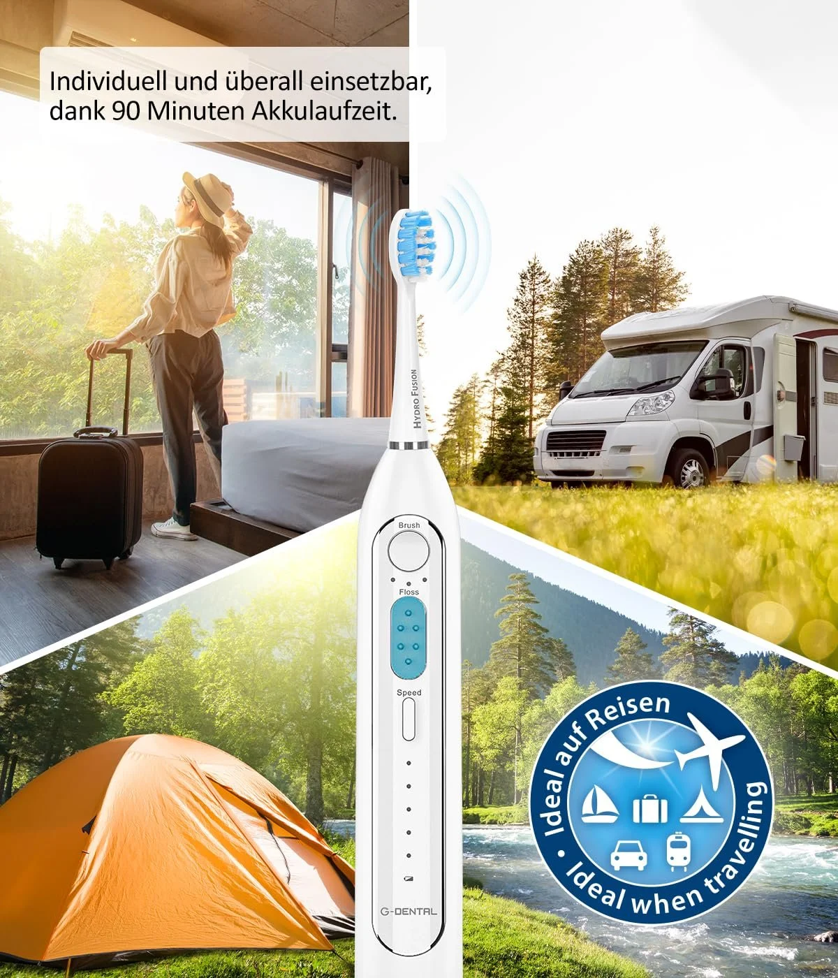 Электрическая зубная щетка Genius Dental Hydro Fusion 2-in-1 13 предметов 3 режима 5 уровней давления воды Аккумуляторная, фото №3