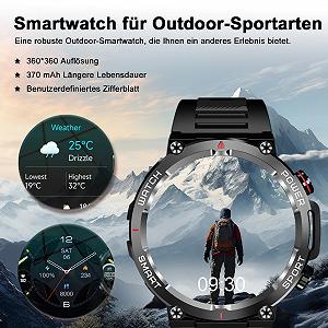 Смарт-часы Blackview W50, мужские, 1.39 дюйма, мониторинг сердечного ритма, SpO2, шагомер, мониторинг сна, 100 спортивных режимов, IP68, черный synthetic.ua - Фото 1