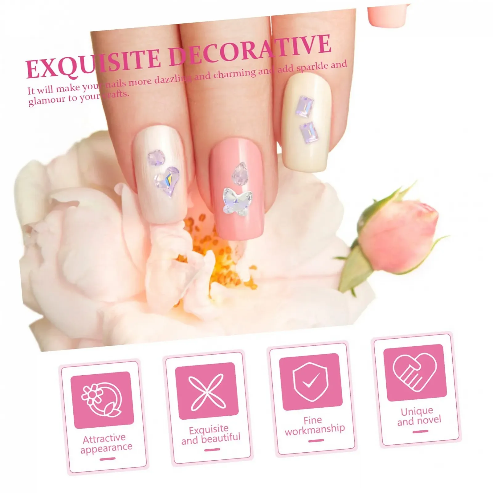 Стрази для нігтів Healeved пластикові стрази для декорування нігтів, фото №5