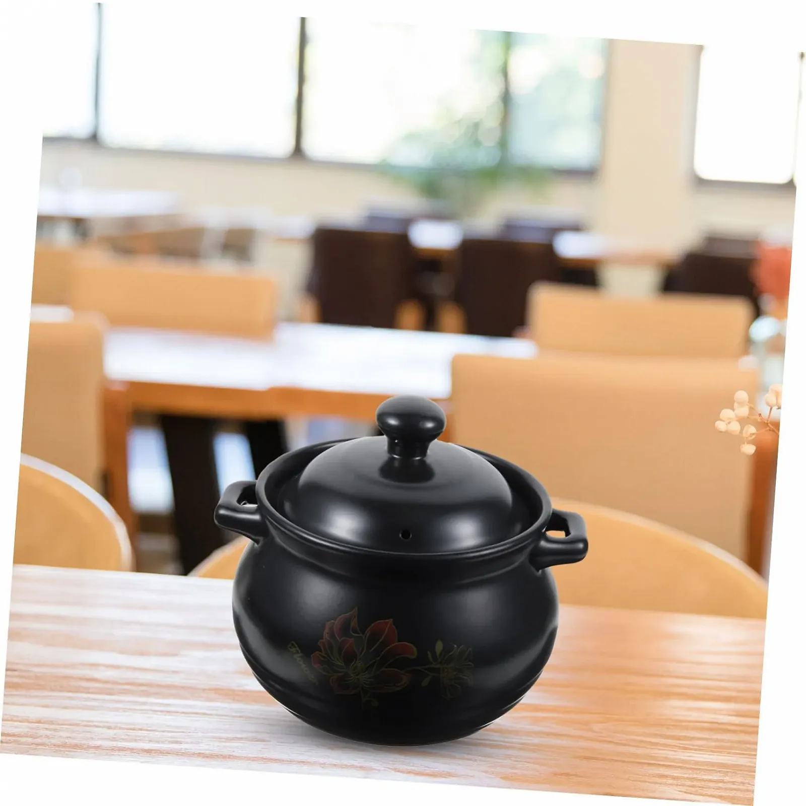 Керамическая кастрюля Toyvian Stoneware Pot для супа черная, фото №4