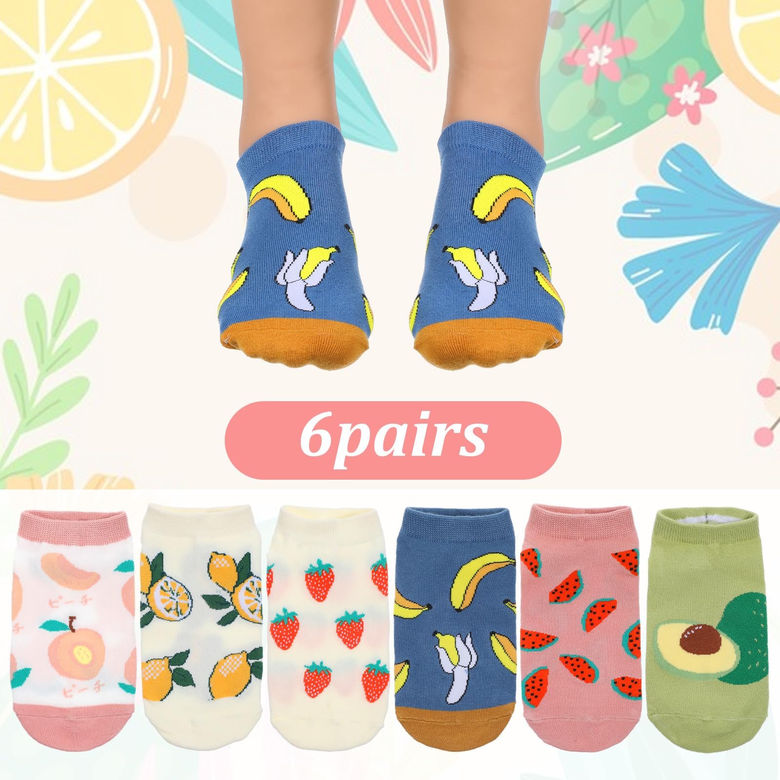 Носки Mabor Fruit Trainer 39-42, Забавные носки trainer, Милые хлопковые носки, Женские низкие невидимые носки (Один размер), фото №7