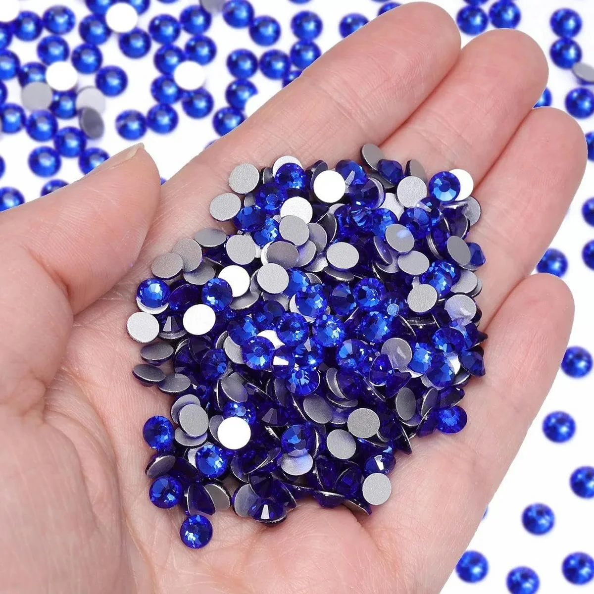 Стразы Плоская задняя часть, синие хрустальные стеклянные камни, для приклеивания, S 12, 1440 штук, фото №1