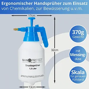 Обприскувач ручний Nanoprotect 1.5 л з регульованою латунною форсункою synthetic.ua - Фото 1