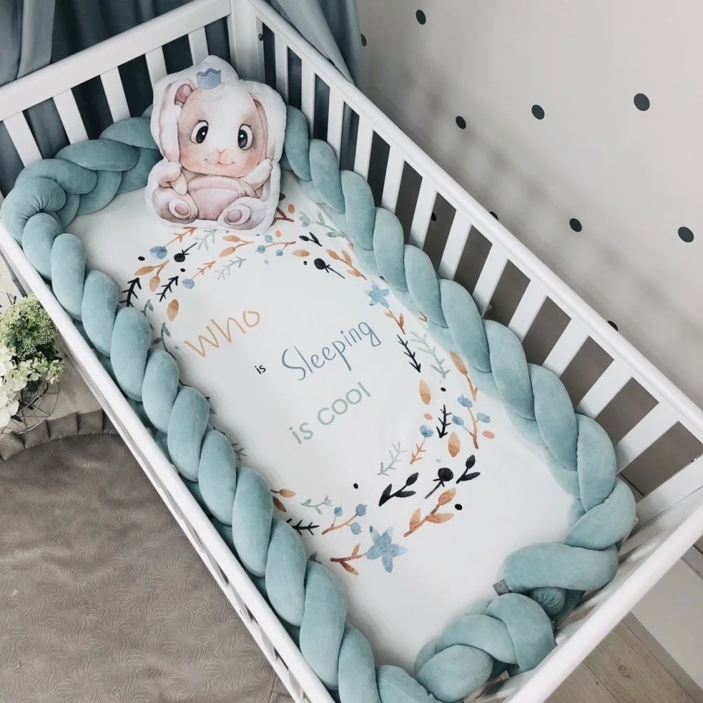 Бортик-коса м'ята темна 360 см на всі сторони ліжечка, фото №1