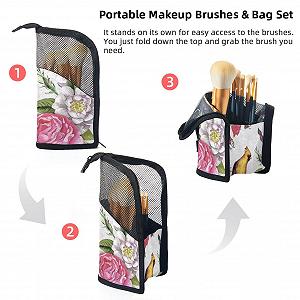 Набір кистей для макіяжу з сумкою Flower Vintage Parrot Blossom Portable Colored-1593 synthetic.ua - Фото 1