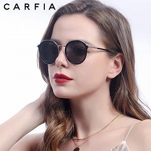 Вінтажні круглі жіночі сонцезахисні окуляри CARFIA Polarised 100% UV Protection з футляром Category 3 synthetic.ua - Фото 1