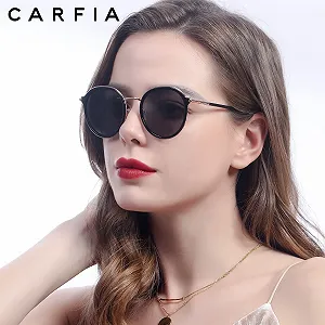Винтажные круглые женские солнцезащитные очки CARFIA Polarised 100% UV Protection с футляром Category 3 synthetic.ua - Фото 1