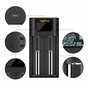 Зарядний пристрій Intelligent для 21700 18650, LCD зарядний пристрій для 21700 21750 21700 18650 для 20700 22700 26650 26700 16340 (RCR123) 17650 17670 NI-M H/H/NI-Cd AA AA AAA - Фото 1