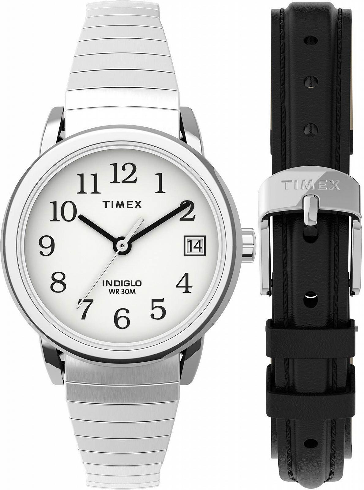 Женские часы Timex Easy Reader 25 мм, расширяемый браслет и набор кожаных ремешков, фото №1