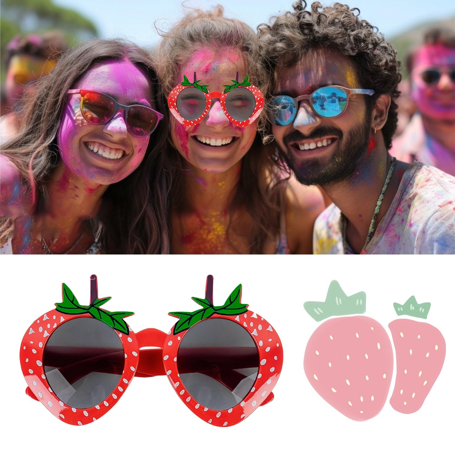Солнцезащитные очки Клубника BORFUE для вечеринок, 2 шт, фото №3
