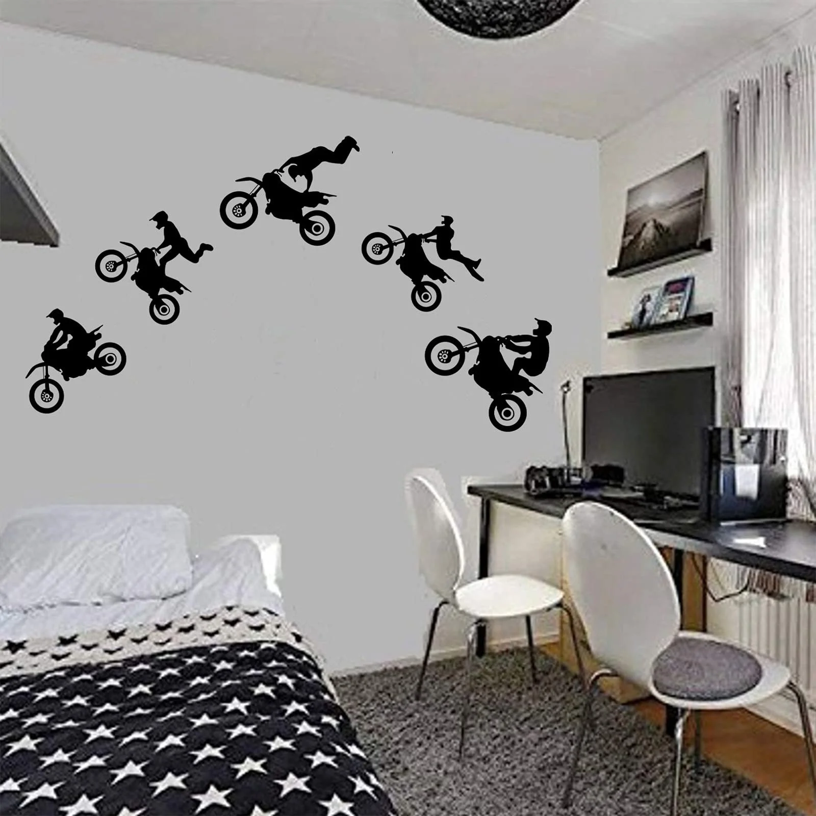 Наклейки на стіну спортивні Мотокрос Мотоцикл Велосипед 160 x 40 см, фото №4 Наклейки на стіну спортивні Мотокрос Мотоцикл Велосипед 160 x 40 см, фото №4