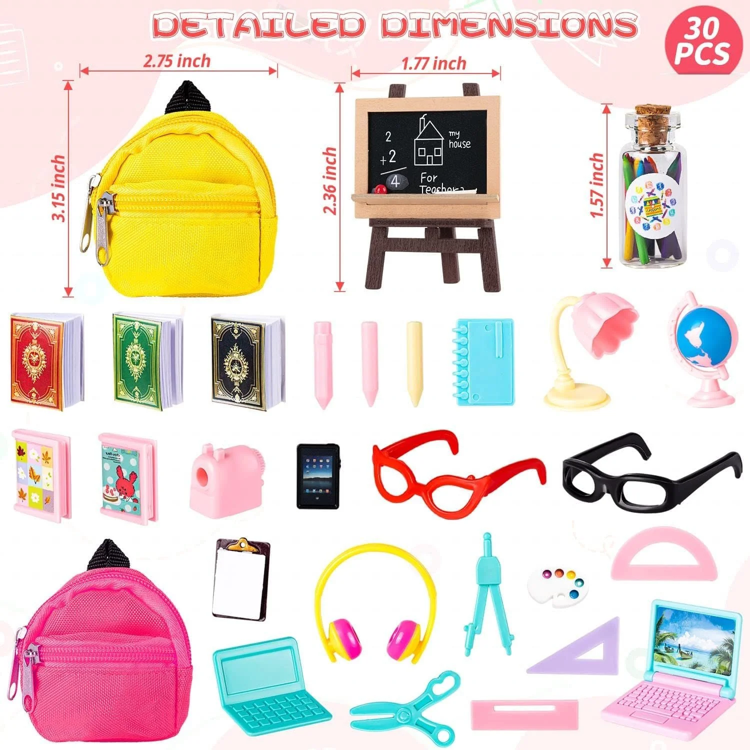 Аксесуари для ляльок Mini School Supplies 30 штук, фото №5 Аксесуари для ляльок Mini School Supplies 30 штук, фото №5