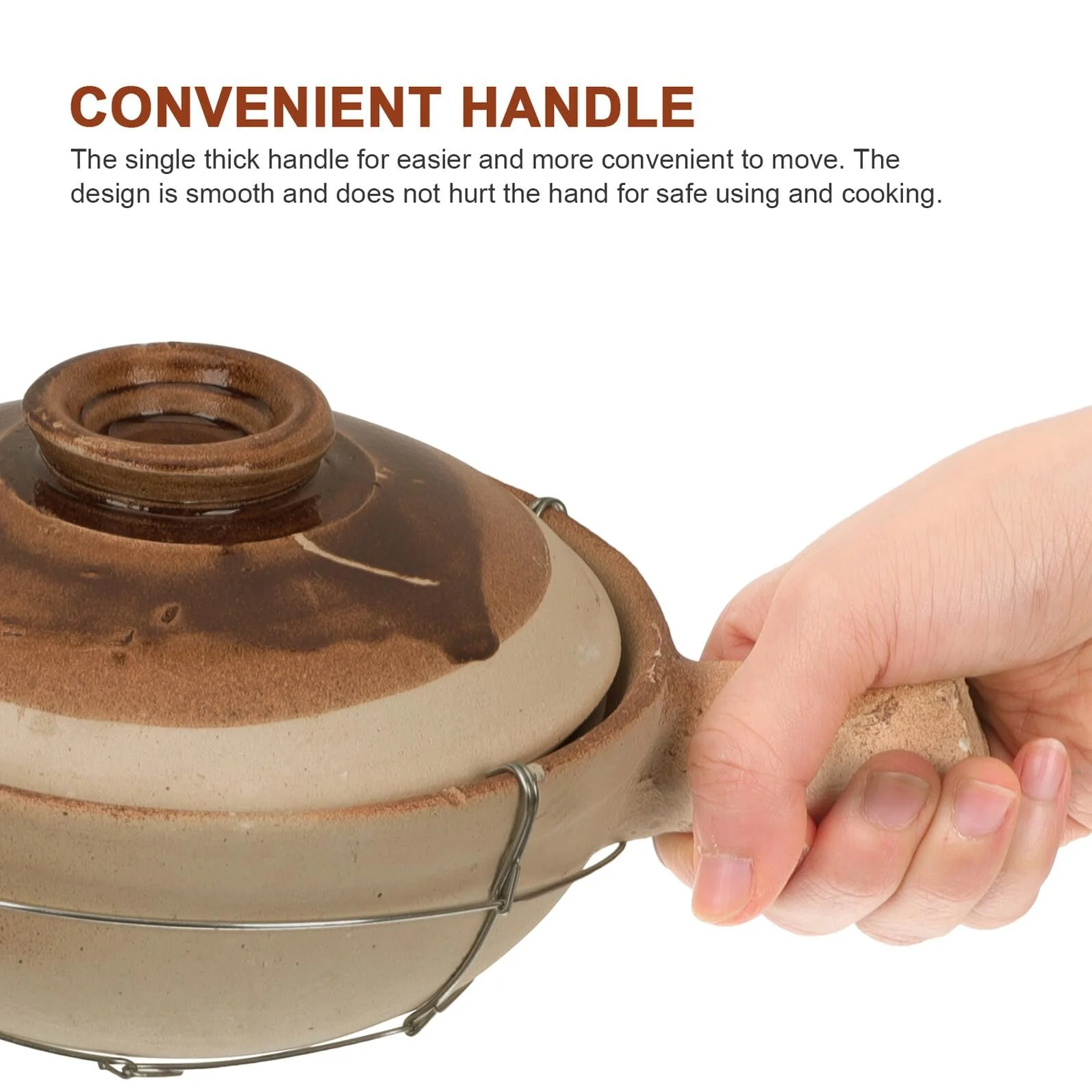 Кастрюля керамическая 0,5 л с ручкой для плова и рагу, фото №9