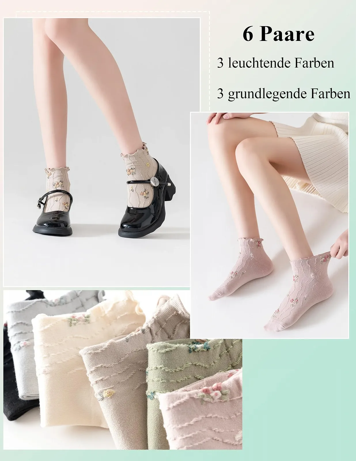 Жіночі шкарпетки з рюшами, 6 пар, фото №4 Жіночі шкарпетки з рюшами, 6 пар, фото №4