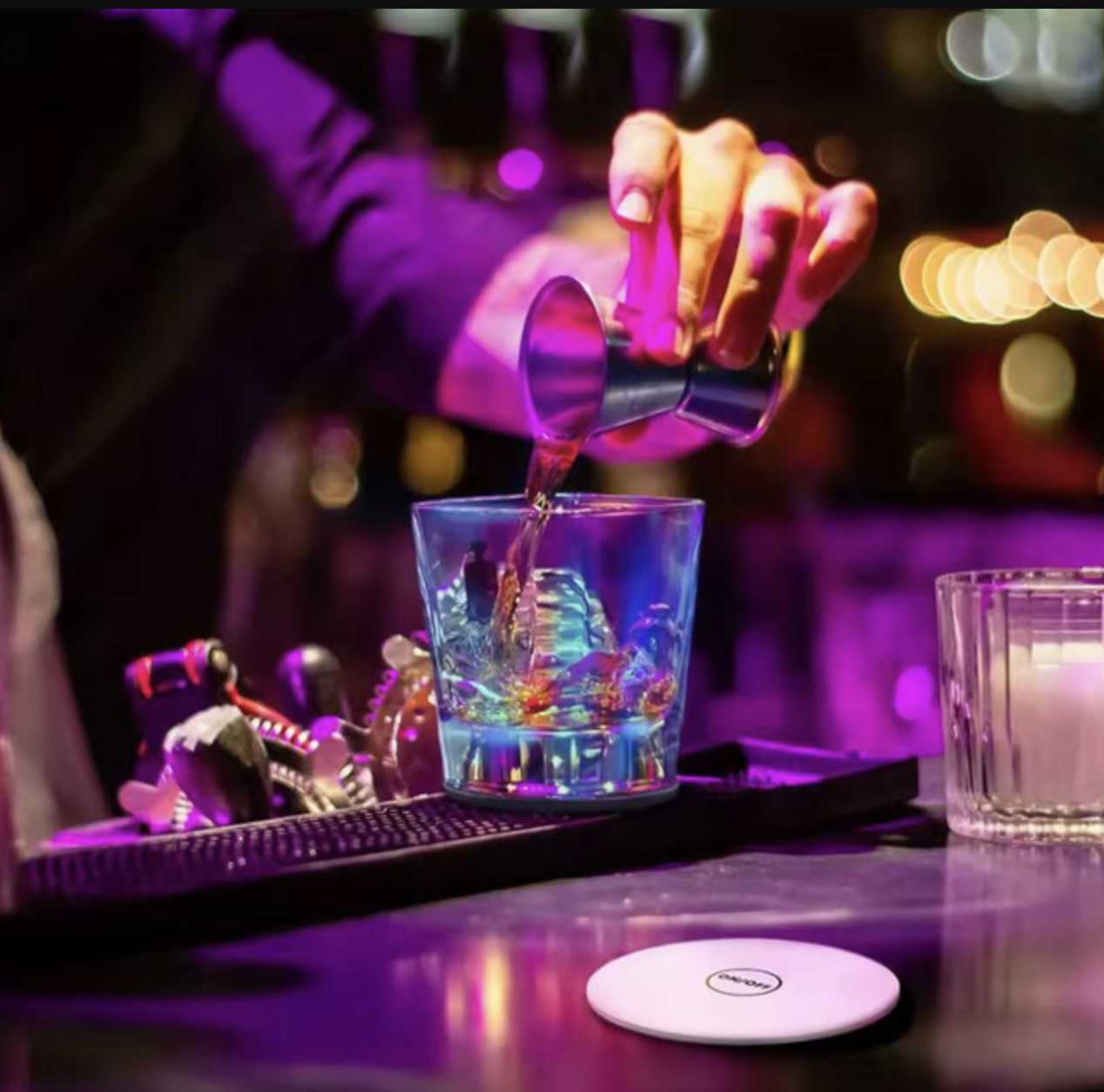 Підсклянка підставка під склянку кухоль келих пляшку Coasters самоклеючий діодний для бару та вечірок 1 шт світло Різнокольоровий, фото №7