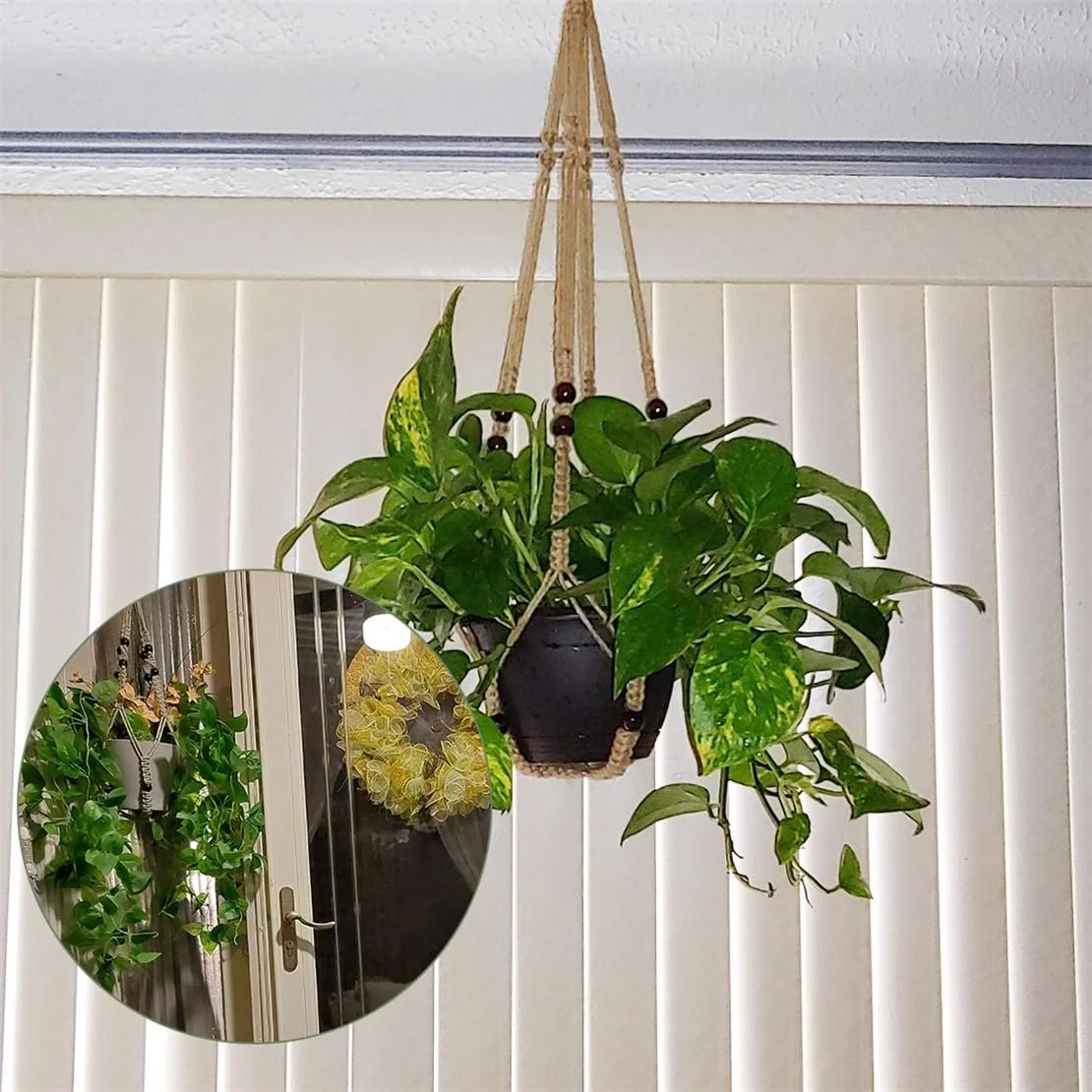 Подвес для растений LINXIU Макраме Деревянные бусины 89 см, фото №4