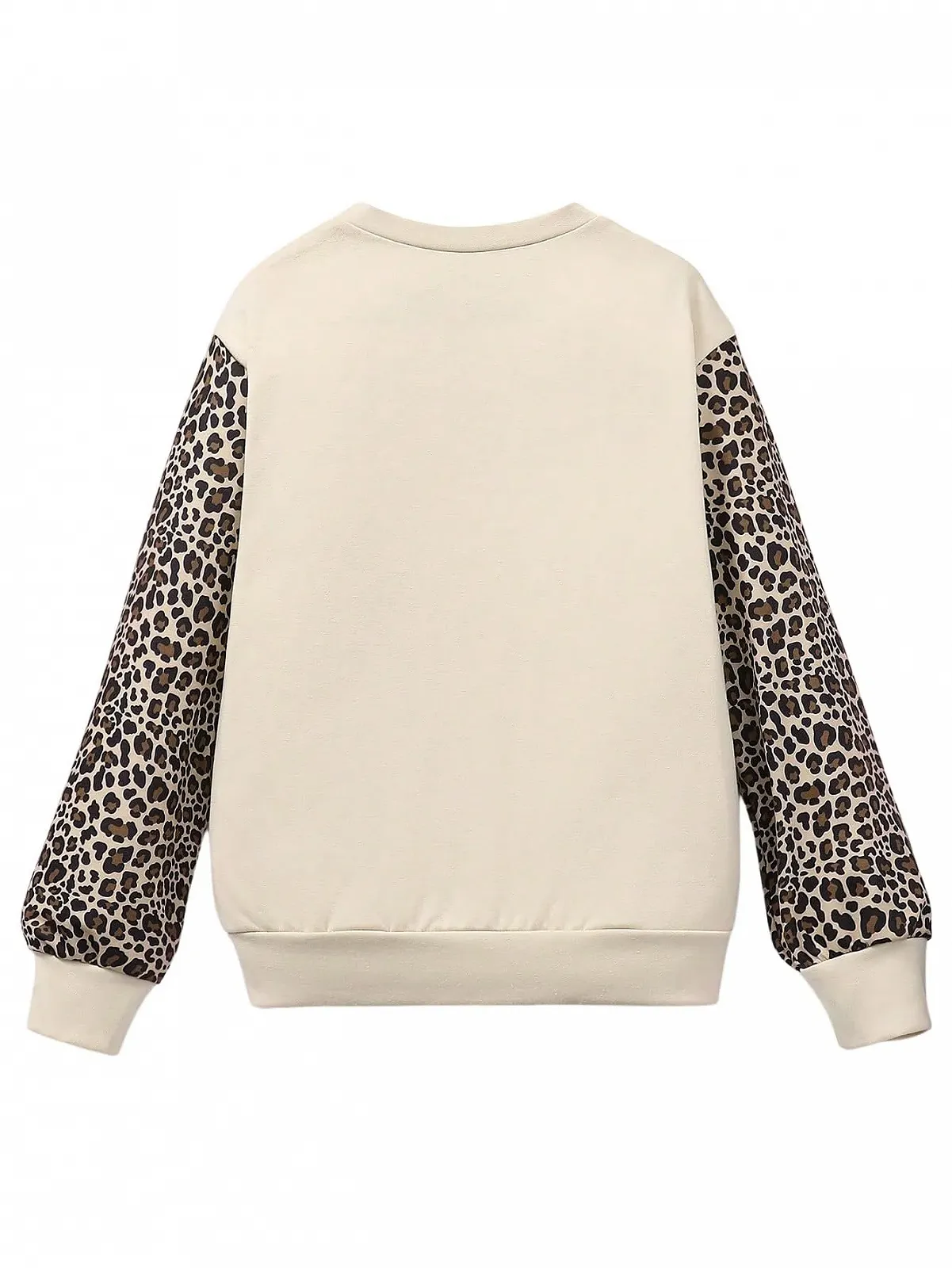 SweatyRocks Топ з довгими рукавами, вставками та леопардовим принтом для дівчат, повсякденний, з круглим вирізом, осінній, фото №2 SweatyRocks Топ з довгими рукавами, вставками та леопардовим принтом для дівчат, повсякденний, з круглим вирізом, осінній, фото №2