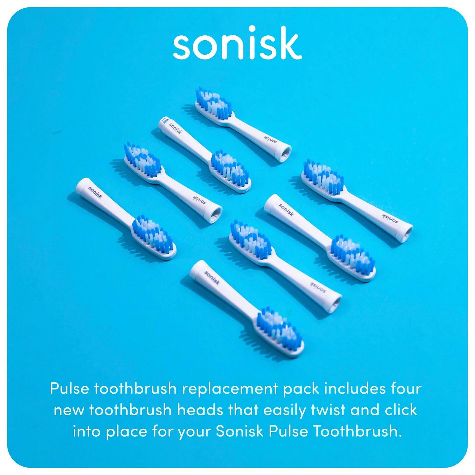 Электрическая Зубная Щетка Sonisk Pulse с 4 Сменными Насадками и Зубной Пастой Peachy Peach, фото №7