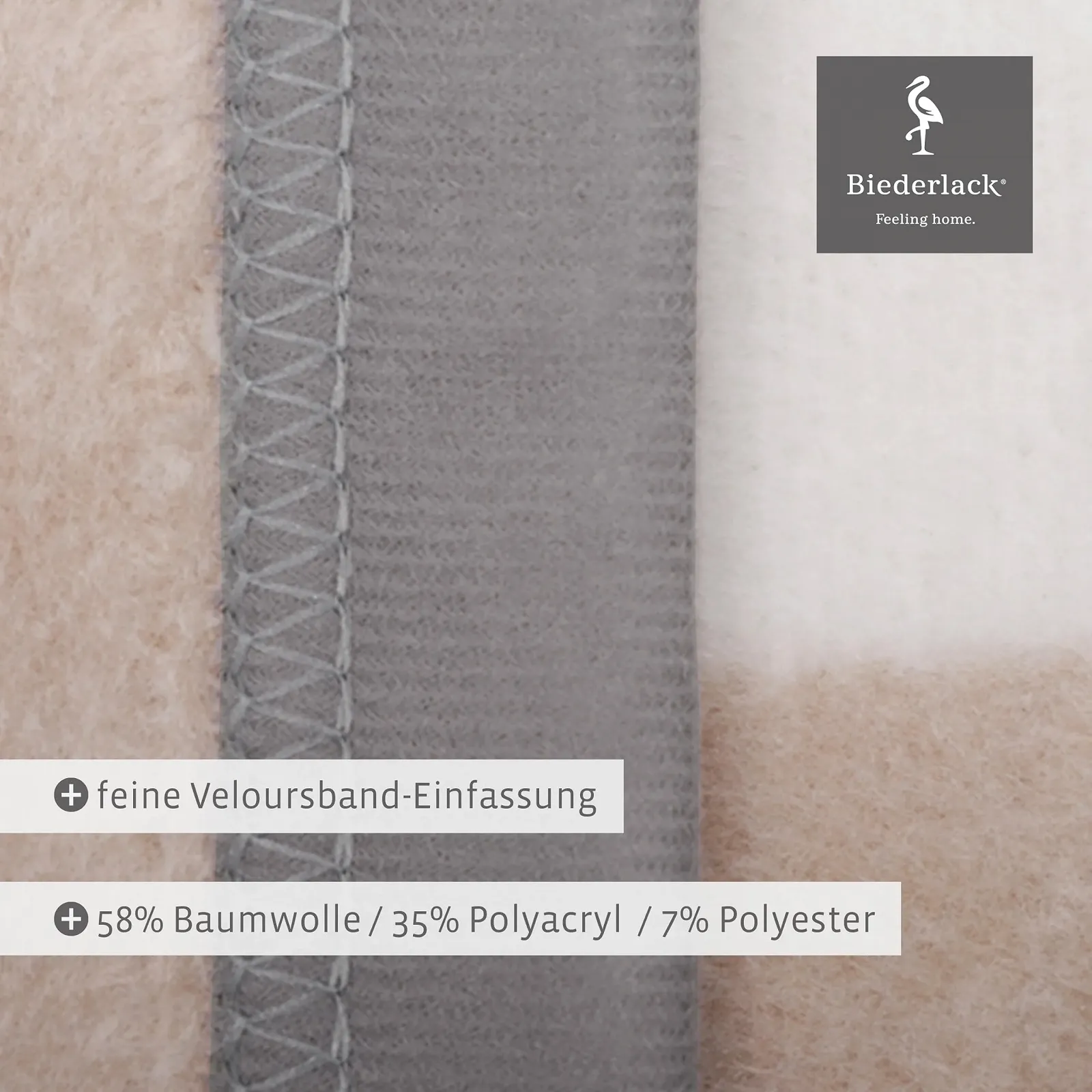 Одеяло Biederlack Fluffy Soft Cuddly из хлопковой смеси Квадраты Серый в сером 150 x 200 см, фото №5