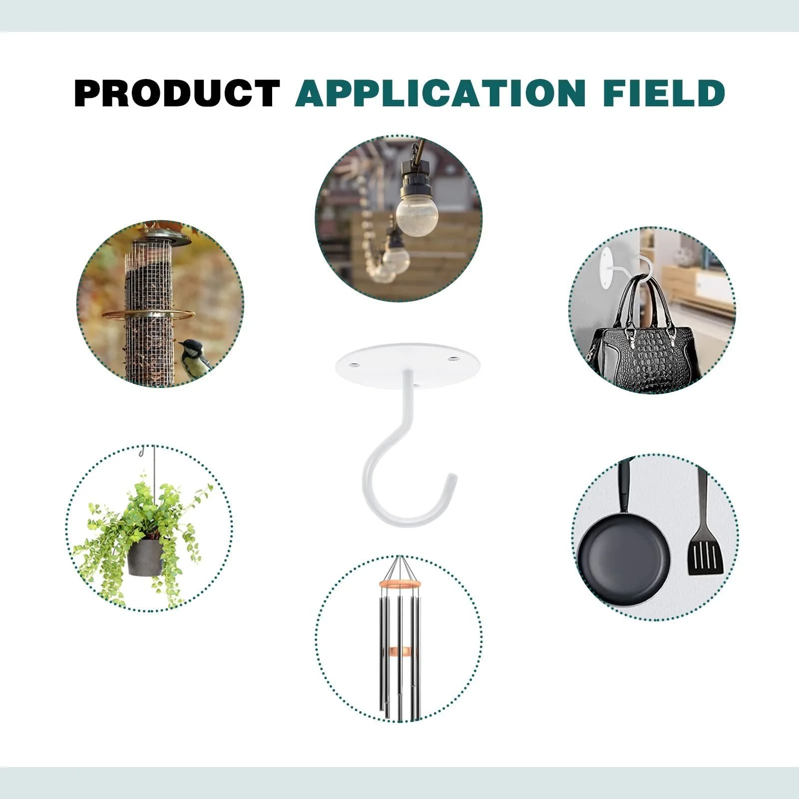 Гачки стельові для підвісних рослин набір 3 штуки метал Білий, фото №5 Гачки стельові для підвісних рослин набір 3 штуки метал Білий, фото №5