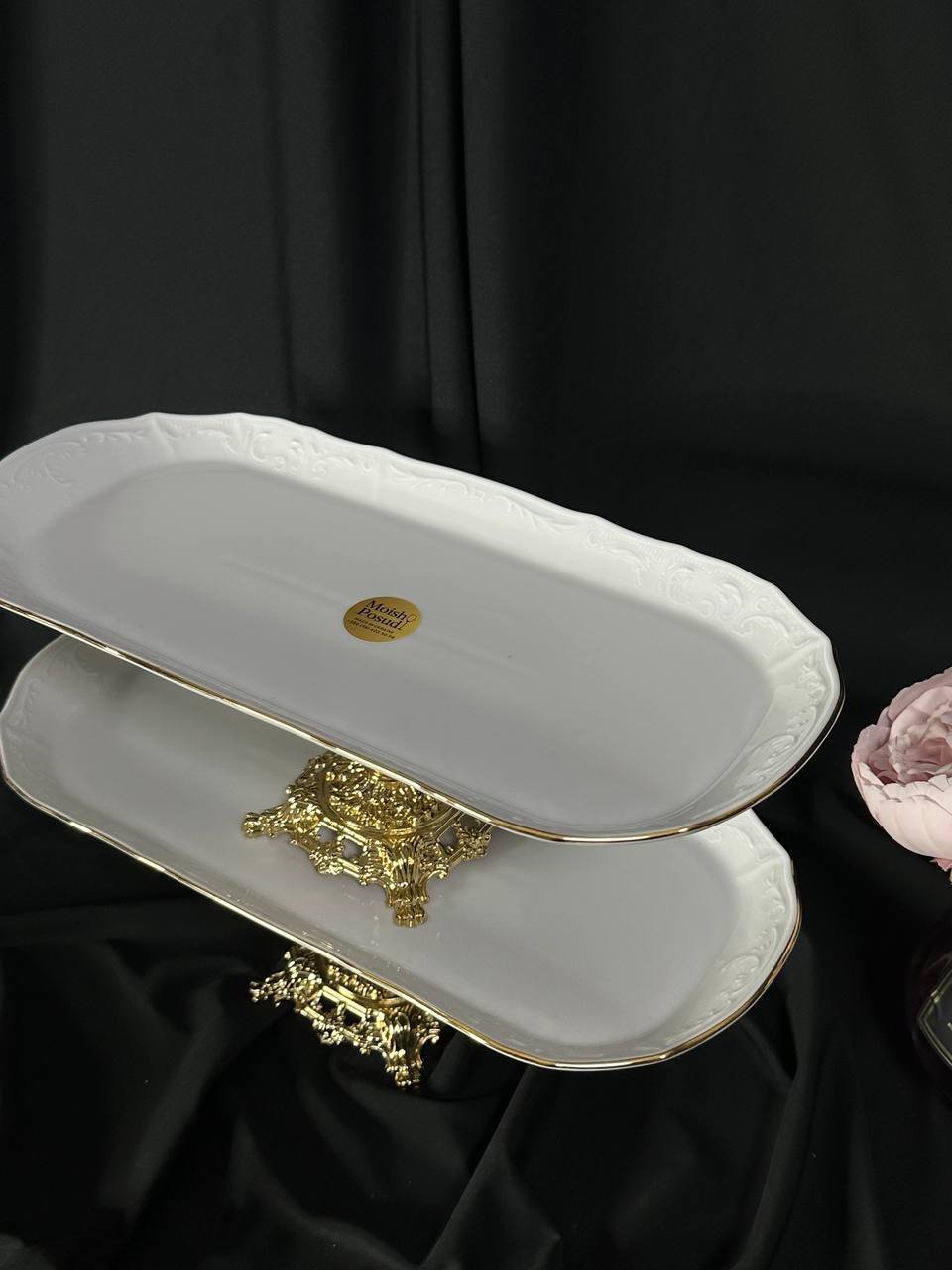 Блюдо на золотой ножке 35х16 см, фото №2 Блюдо на золотой ножке 35х16 см, фото №2