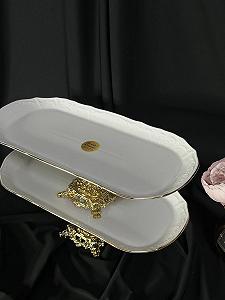 Блюдо на золотой ножке 35х16 см synthetic.ua - Фото 1