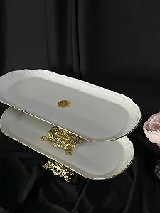 Блюдо на золотій ніжці 35х16 см synthetic.ua - Фото 1