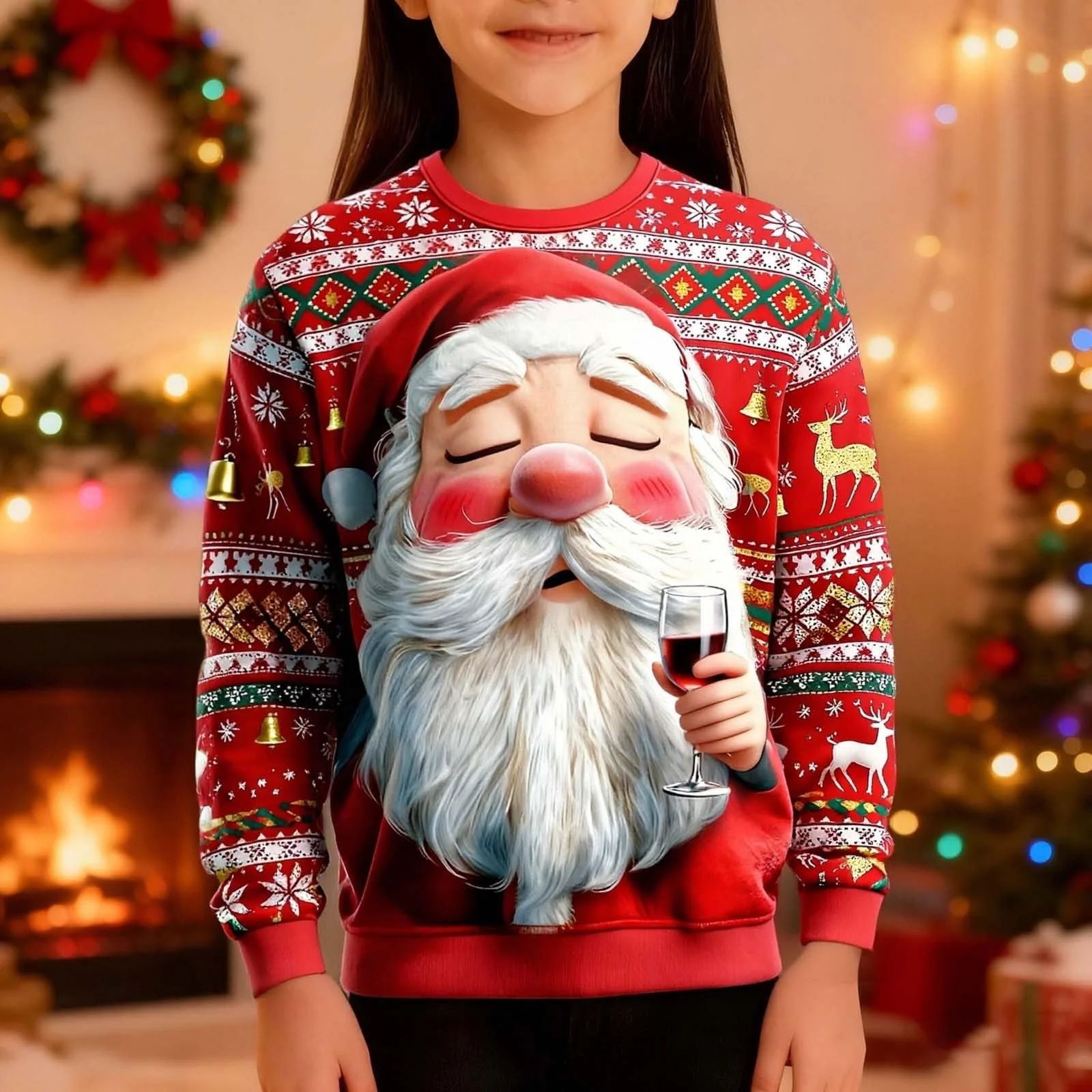 Джемпер для мальчиков, детский свитшот с длинными рукавами и круглым вырезом, праздничный рождественский джемпер, мягкий повседневный джемпер для мальчиков и девочек, теплый зимний топ, фото №7