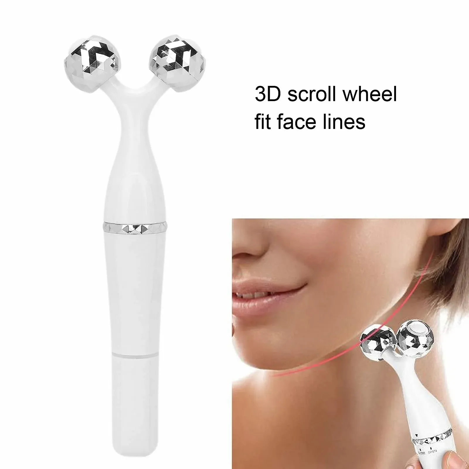 3 в 1 Ролик для масажу обличчя 3D Електричний косметичний ролик, фото №7