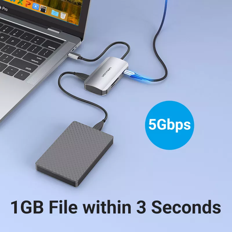 Док-станция Type-C Vention 6-в-1 TNHHB, фото №6