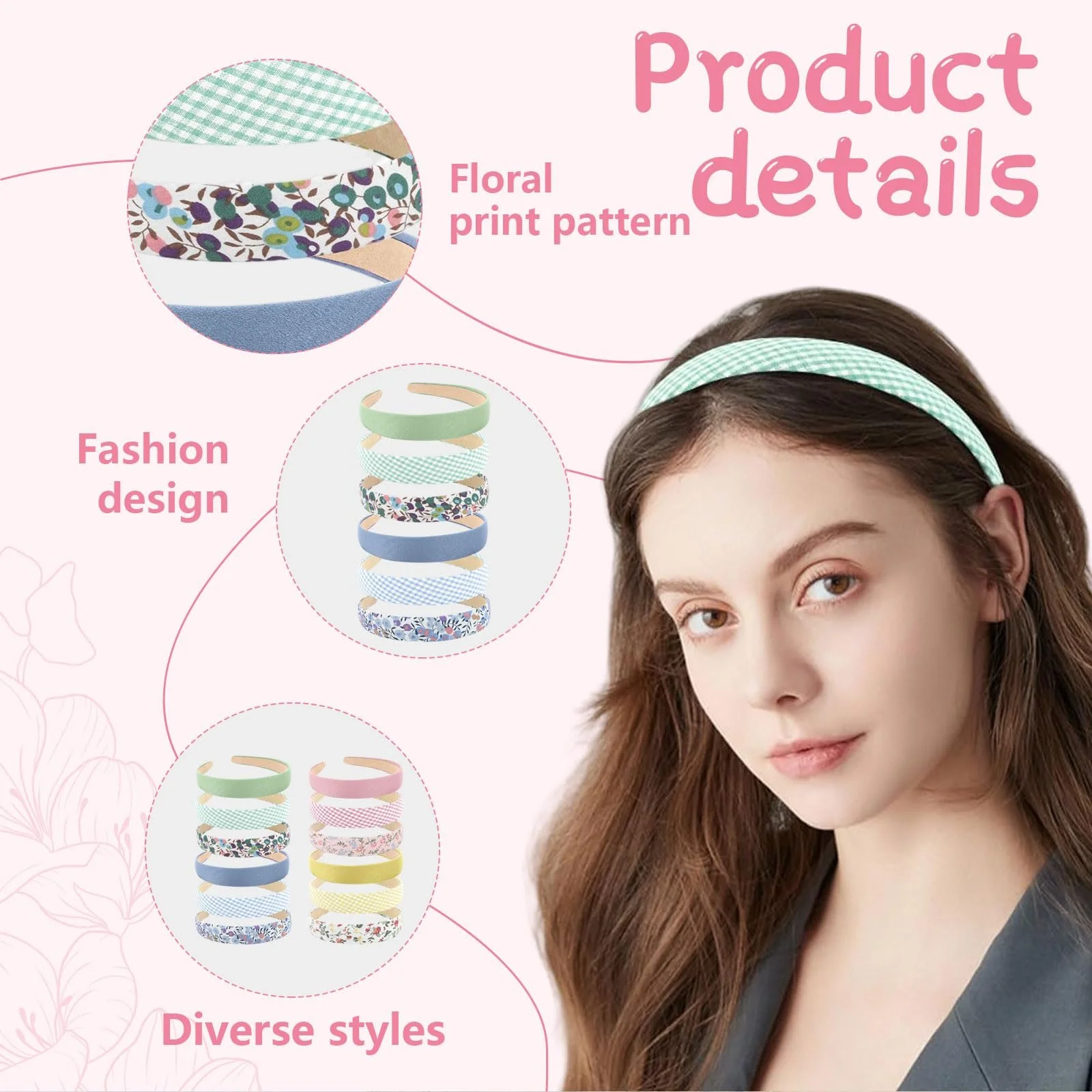 Обруч на голову для жінок та дівчат, 12 штук, фото №3