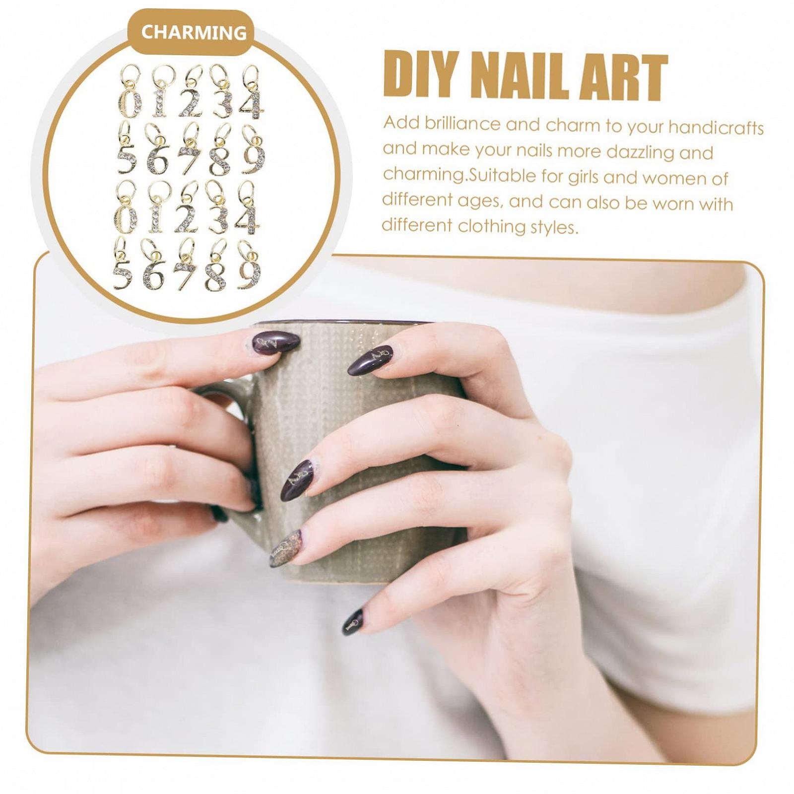 Серьги для ногтей с цифрами FRCOLOR 20 шт. Съемные украшения для ногтей, аксессуары для ногтей, гелевые наклейки для ногтей, клейкие вкладки для ногтей, фото №3