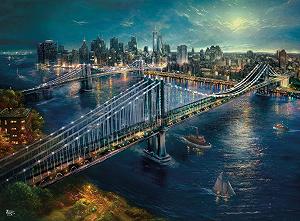 Пазл Ceaco Silver Select Thomas Kinkade Moonlight Over Manhattan 1000 деталей 26.75 x 19.75 см synthetic.ua - Фото 1