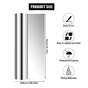 Наклейка на стіну дзеркальна 40 x 500 см Гнучка Без скла Самоклейна Вініловий рулон synthetic.ua - Фото 1