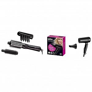 Фен-щетка Braun Satin Hair 3 и Фен для волос Satin Hair 3 Style&Go HD350, с IonTec, складной, 1600 Вт, 100-240 В, черный - Фото 1