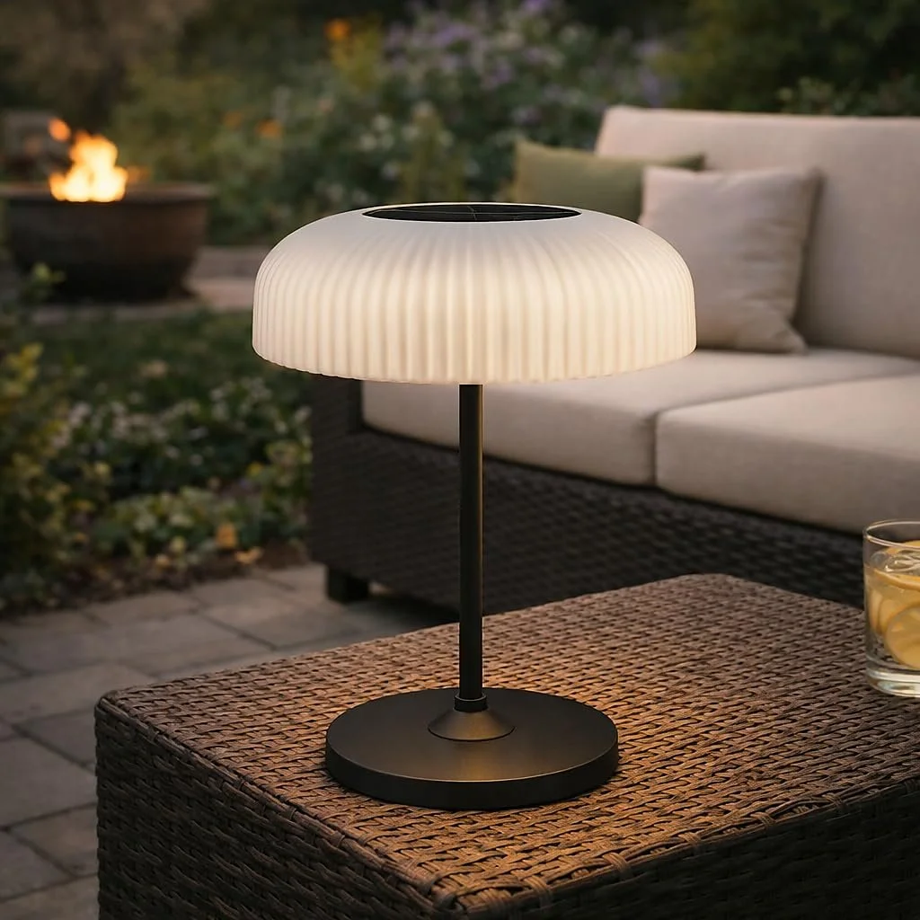 Настільна лампа на сонячній батареї Mushroom акумуляторна USB IP54 димована, фото №1