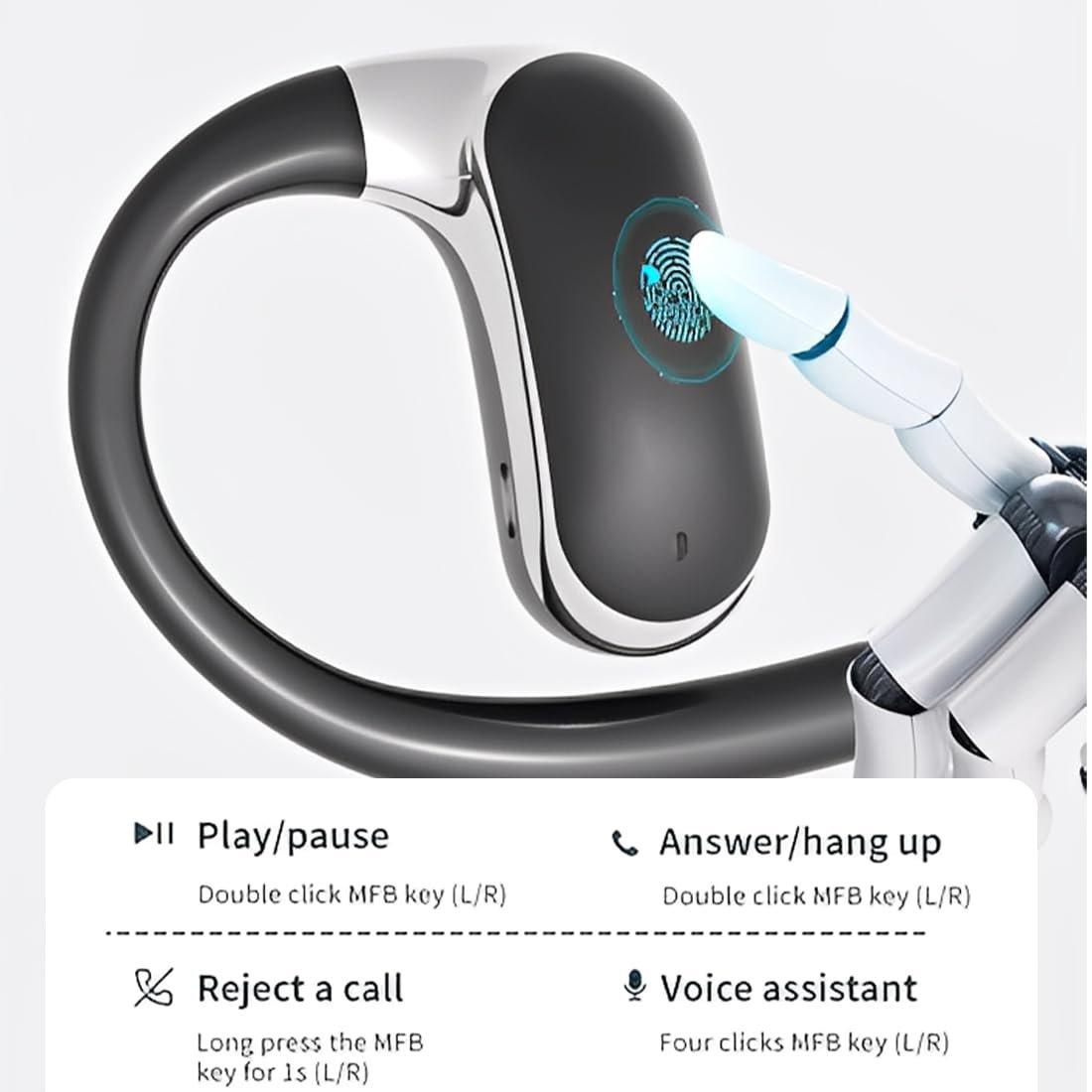 Наушники-переводчик KI, BT5.4, 133 языка, Bluetooth, IPX7 (черный, 1 шт.), фото №2 Наушники-переводчик KI, BT5.4, 133 языка, Bluetooth, IPX7 (черный, 1 шт.), фото №2