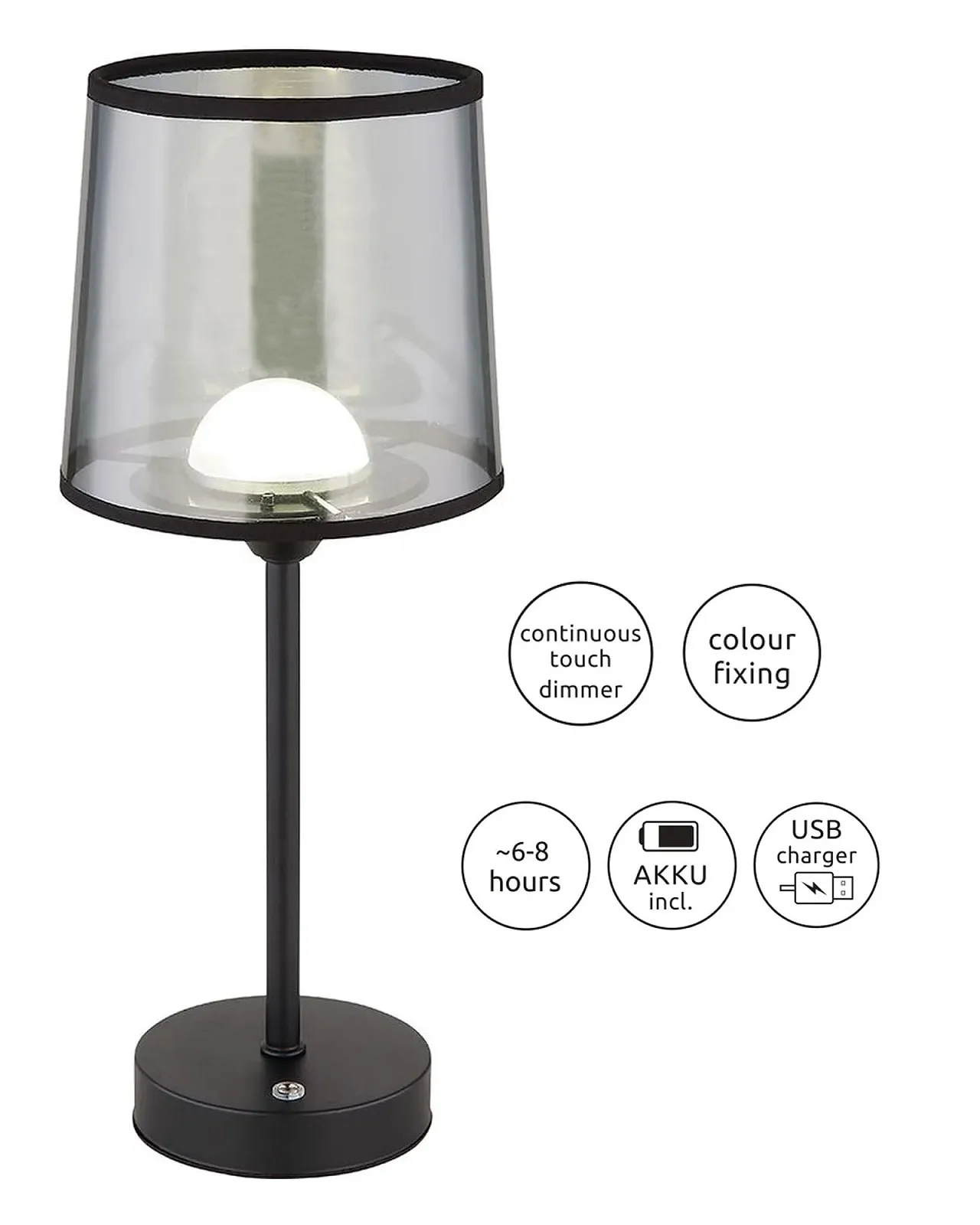 Настільна лампа LED Акумуляторна Бездротова Touch Dimmer Зміна кольору Warm/Neutral White, фото №5