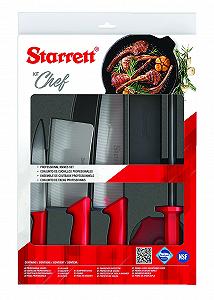 Набір кухонних ножів Starrett Professional з нержавіючої сталі - 6 предметів - червона ручка - Фото 1