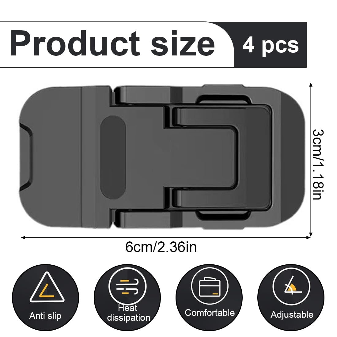 Подставка для ноутбука Мини (4 шт.) Металл, складная, регулируемая, противоскользящая, фото №2