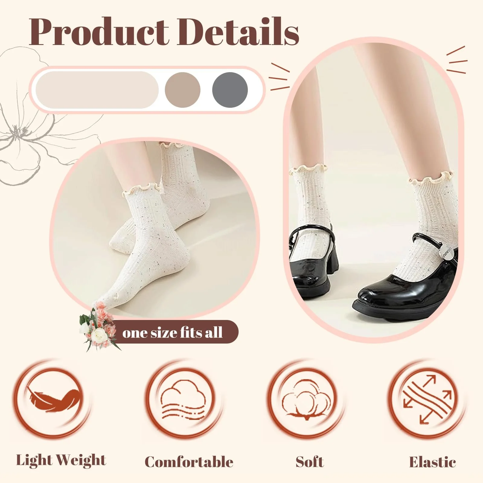 Шкарпетки з рюшами (4 пари) Жіночі 36-42 В'язані, фото №3 Шкарпетки з рюшами (4 пари) Жіночі 36-42 В'язані, фото №3