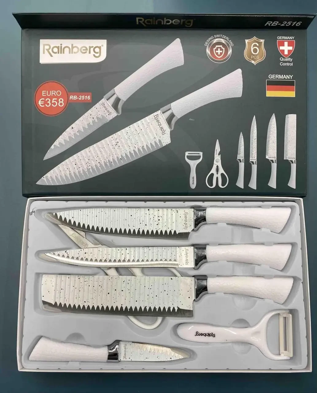 Набор кухонный ножей из нержавеющей стали Rainberg RB-2516, фото №1 Набор кухонный ножей из нержавеющей стали Rainberg RB-2516, фото №1