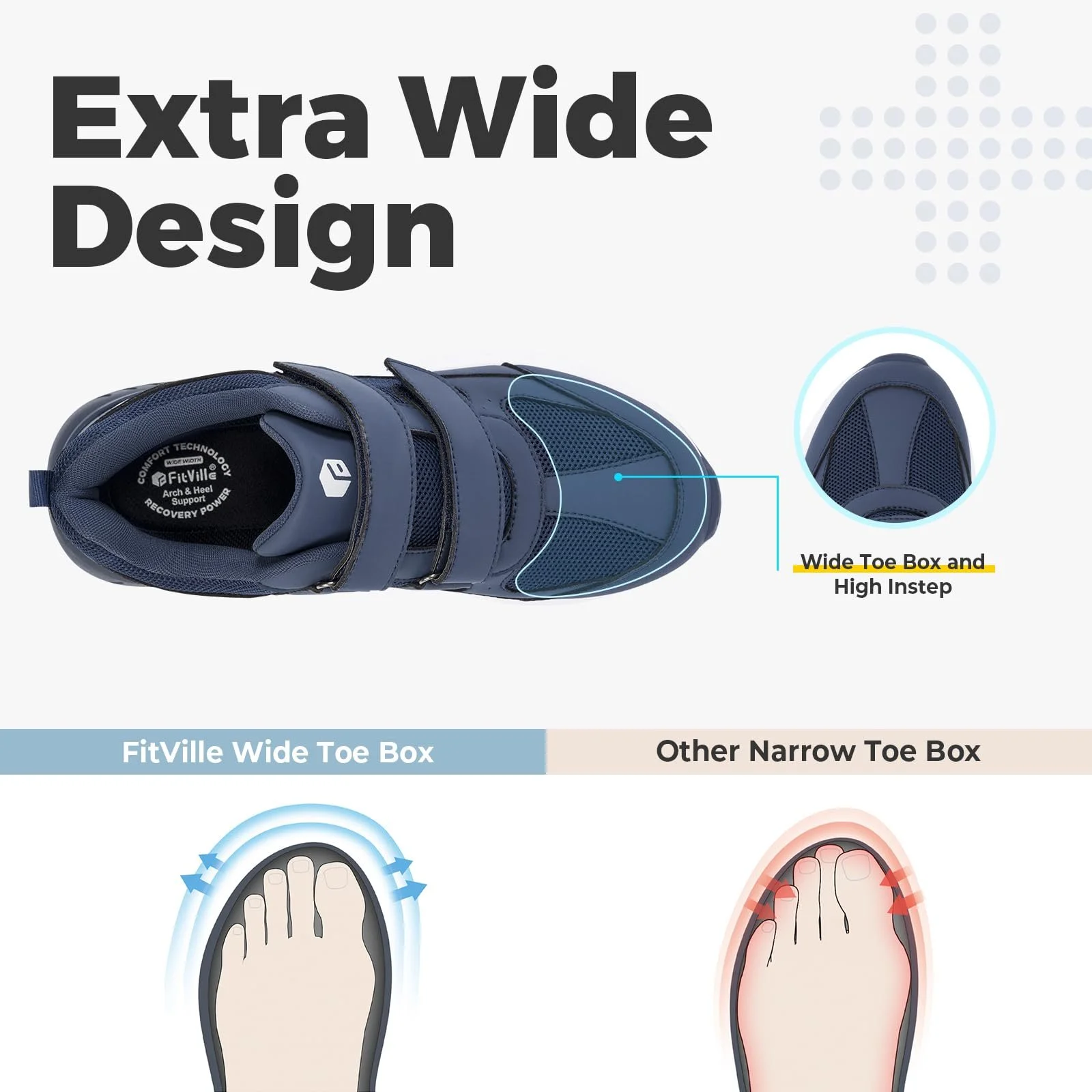 Кросівки FitVille надширокі з застібкою-липучкою, фото №2 Кросівки FitVille надширокі з застібкою-липучкою, фото №2