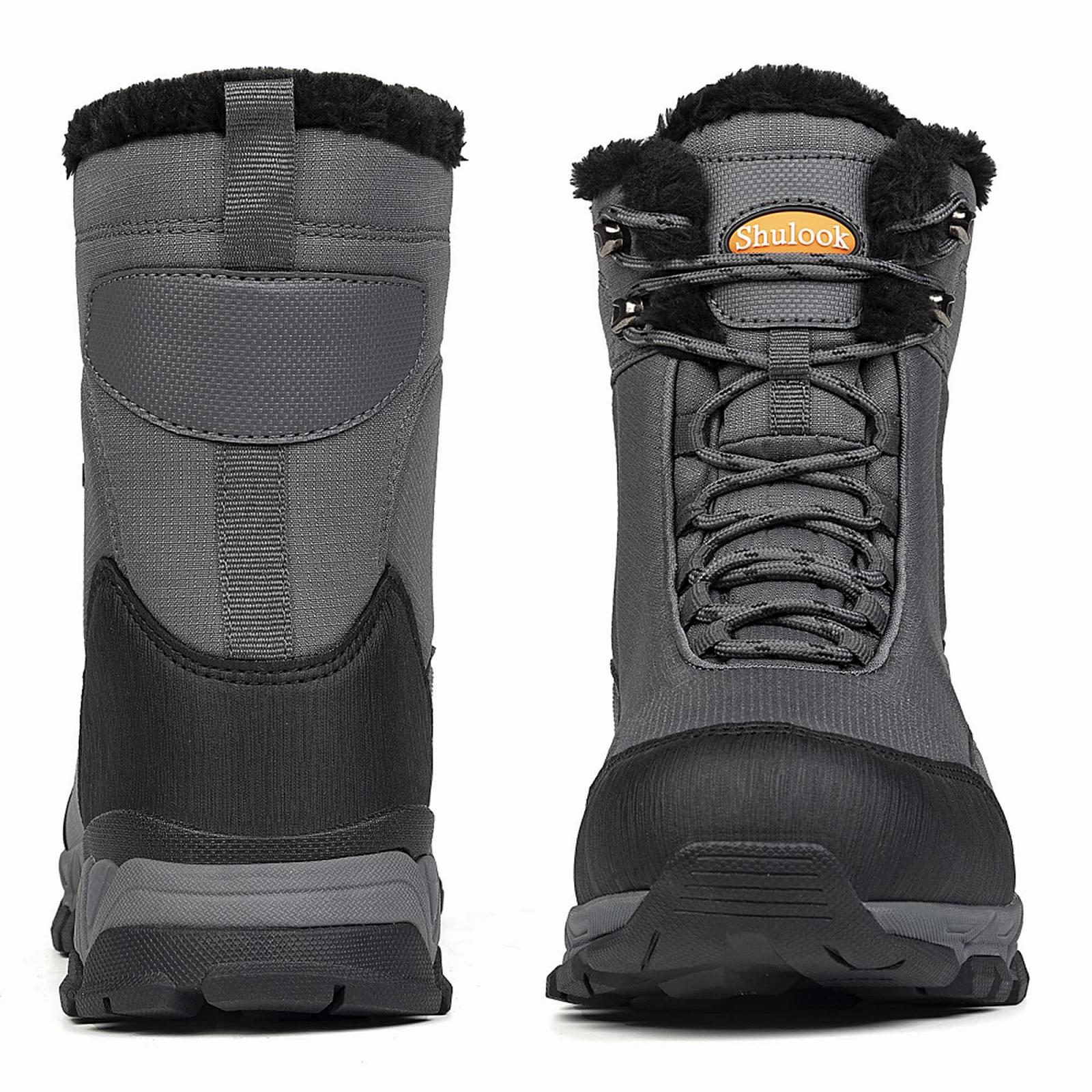 Ботинки SHULOOK Winter Waterproof Warm Lined Snow Непромокаемые Зимние Ботинки Высокие Мужские Для Походов Работы Кемпинга, фото №5