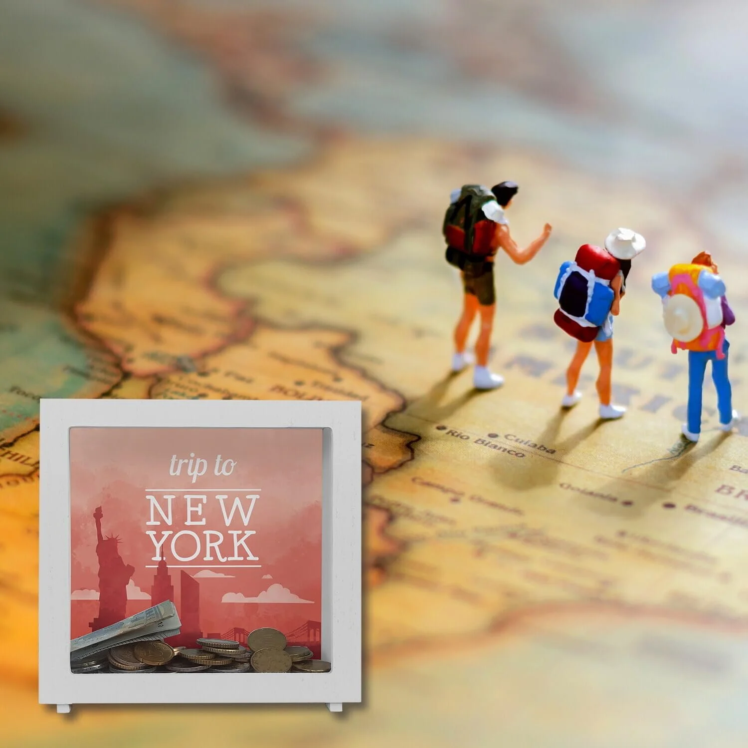 Скарбничка Trip to New York Дерев'яна Рамка, фото №5