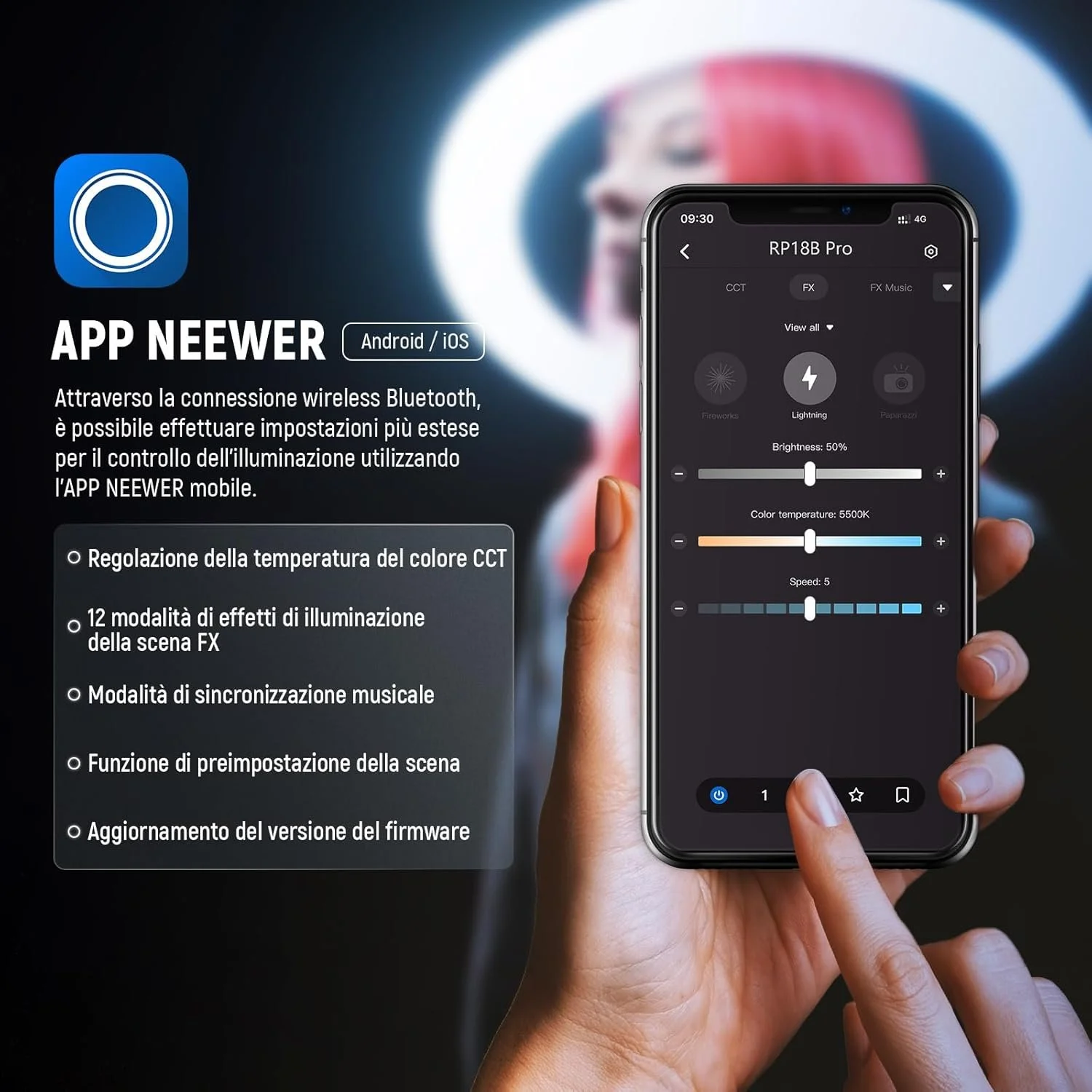 Кольцевая лампа NEEWER RP18B Pro Black Черная, фото №4 Кольцевая лампа NEEWER RP18B Pro Black Черная, фото №4