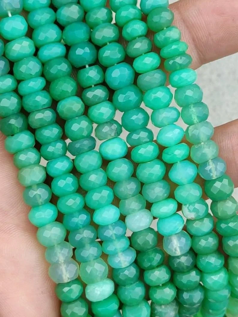 Намистини Хризопраз круглі грановані 7-8 мм, фото №1