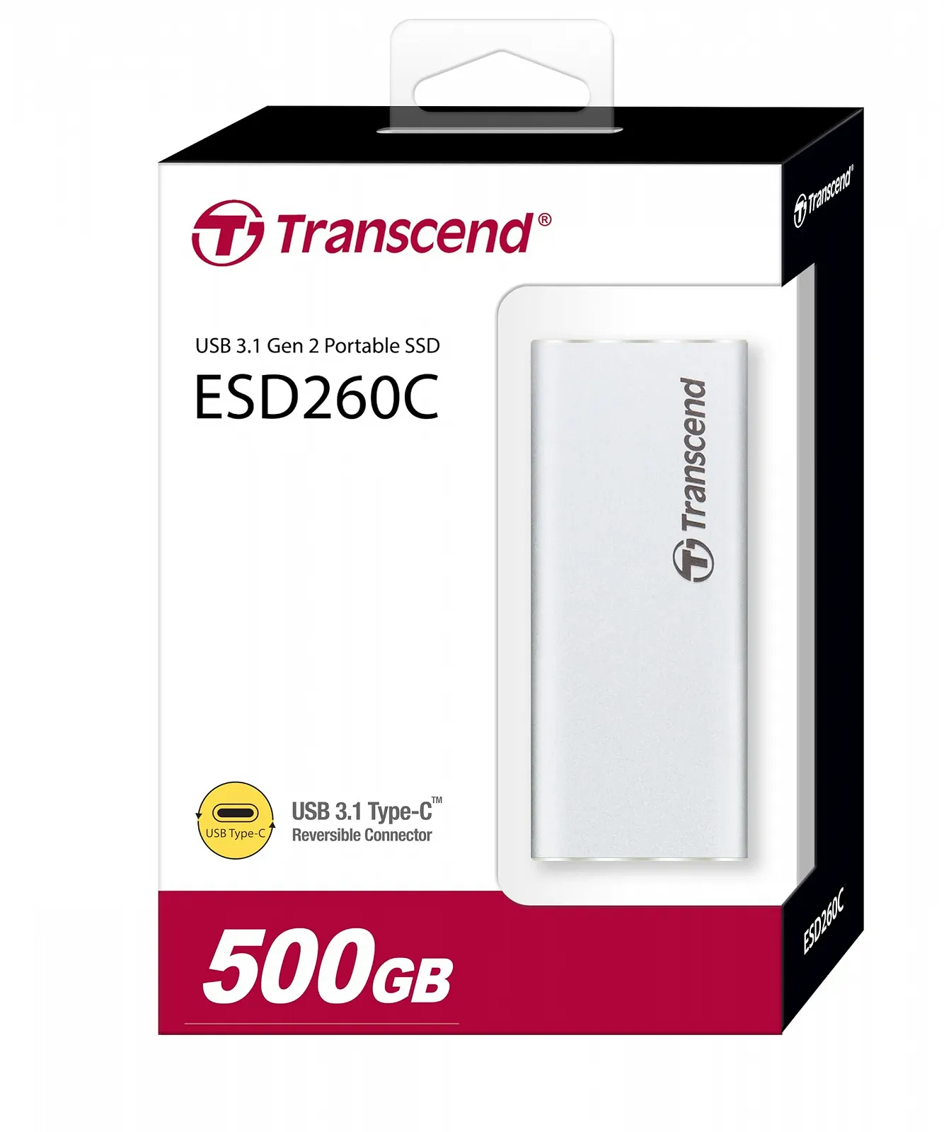 Внешний SSD Transcend ESD260C 500 ГБ USB 3.1 Gen 2 Type C 520 МБ/с Silver, фото №2