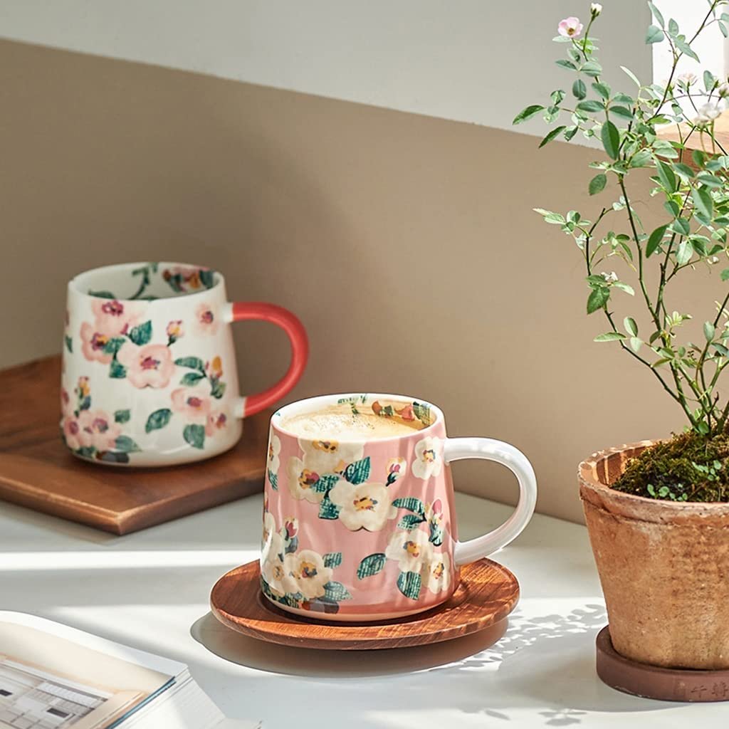 Керамічна кружка для квітів американська великокаліберна ручна розписна чашка порцелянова (Колір: Золотий), фото №3